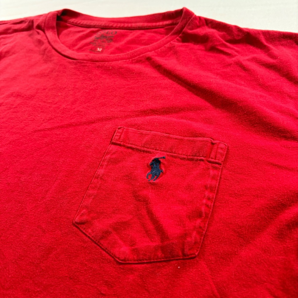 Polo Ralph Lauren Mens Red Pocket T-Shirt Short Sleeve Cotton Pony Logo Size M